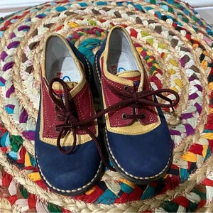 Ruquita red  blue yellow leather Oxford shoes